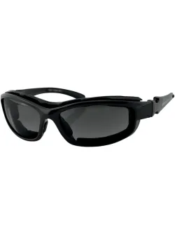 BOBSTER ROAD HOG II SUNGLASSES BLACK FRAME W/ 4 LENSES (SMOKED, AMBER, DUAL-GRADE-REFLECTIVE, CLEAR) BRH2001